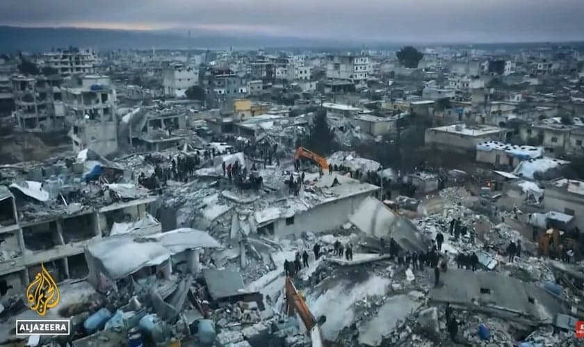 Síria depois do terremoto. (Foto: Captura de tela/YouTube Al Jazeera)