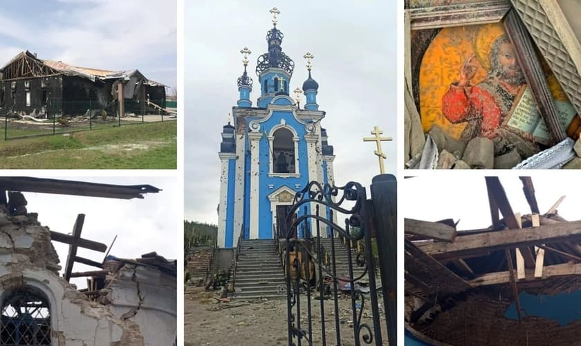 Igrejas na Ucrânia destruídas por ataques russos na região de Kiev. (Foto: Serviço Estatal da Ucrânia para Assuntos Étnicos e Liberdade de Consciência - DESS)