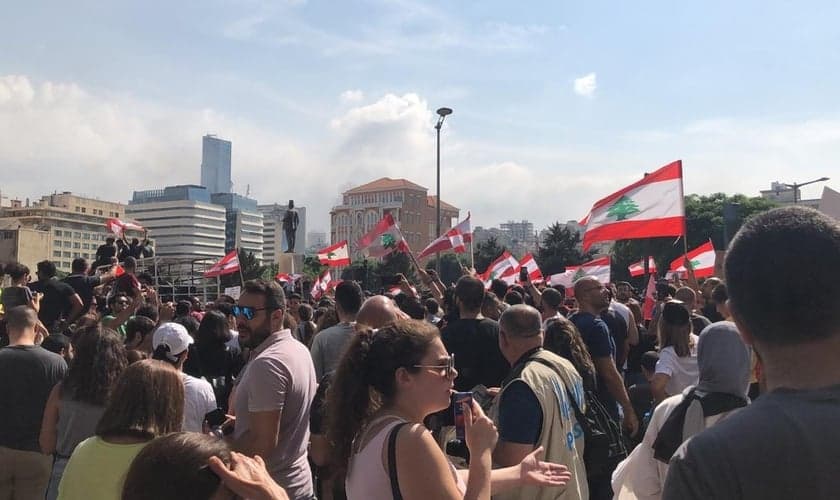 Protestos em Beirute, capital do Líbano. (Foto: Wikimedia/Creative Commons)