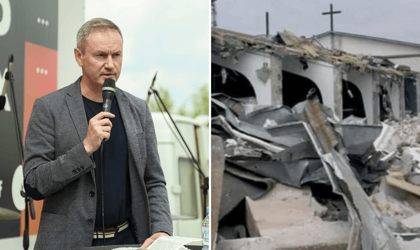 O Pr. Vyacheslav Goncharenko; Igreja Nova Vida em Minsk destruída por escavadeira. (Foto: Reprodução/Christian Network Europe)