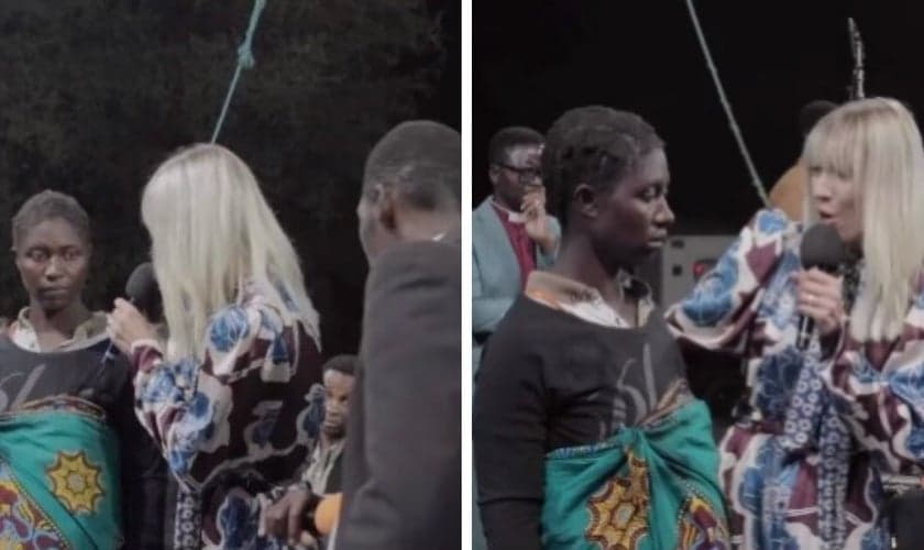 Miranda e a mãe do bebê na cruzada evangelística em África. (Foto: Reprodução/Instagram/Jerame Nelson)
