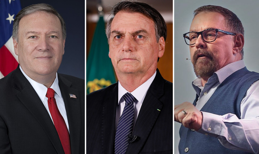 Primeiros colocados na lista ‘Amigos de Israel 2023’: Mike Pompeo, Jair Bolsonaro e Larry Huch. (Foto: Wikipedia/Instagram/larryhuchministries)
