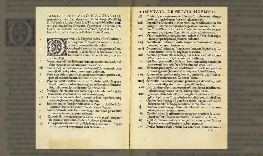 Parte das 95 teses de Lutero. (Foto: Wikipedia)