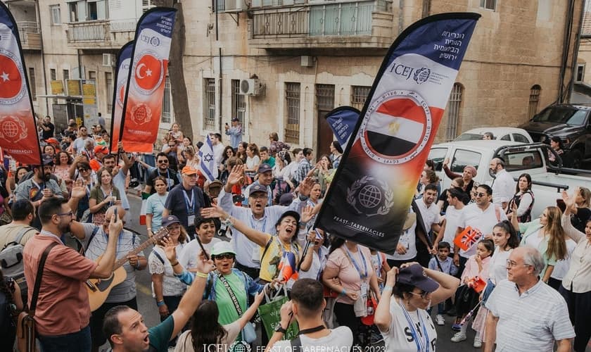 O evento fez parte das celebrações da Festa dos Tabernáculos. (Foto: Facebook/nternational Christian Embassy Jerusalem).