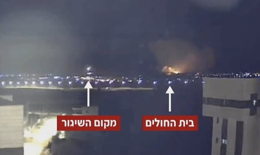News 12 registra foguete sendo lançado por terroristas do Hamas que atingiu um hospital em Gaza (Foto: News 12)