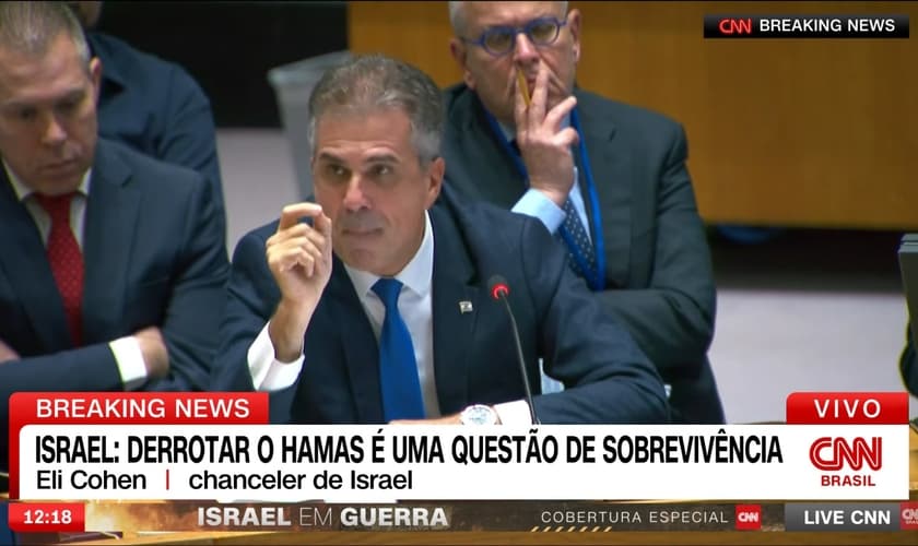 Chanceler de Israel, Eli Cohen. (Captura de tela: YouTube CNN Brasil)