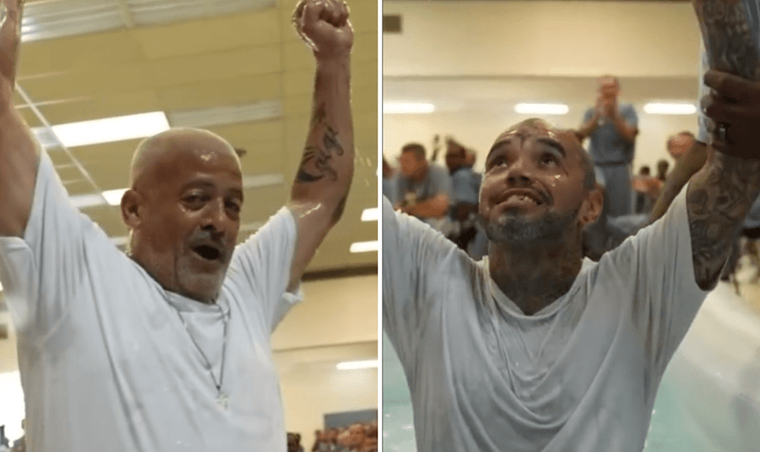 Presos durante batismo nas águas. (Captura de tela/Instagram/ God Behind Bars)