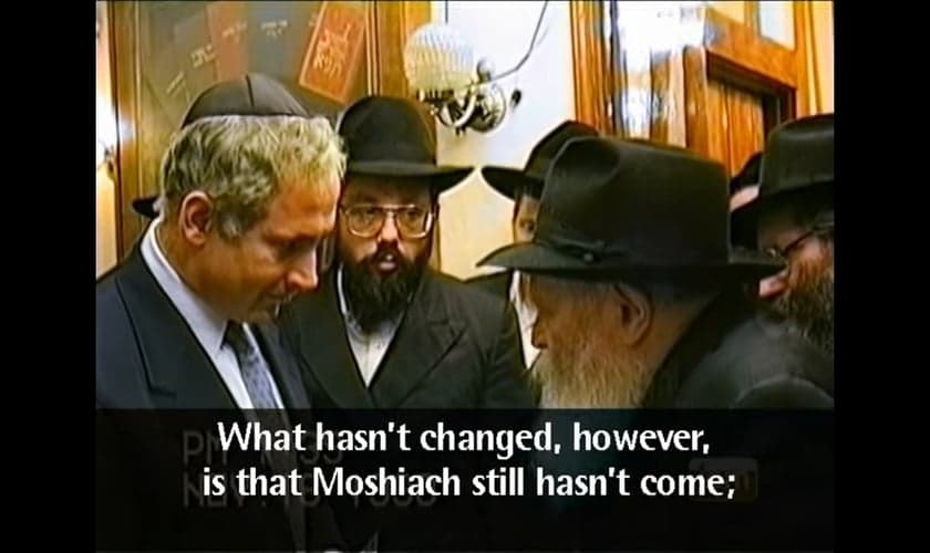 Benjamin Netanyahu e Menachem Mendel Schneerson, 1990. (Captura de tela: JEM The Lubavitcher Rebbe)