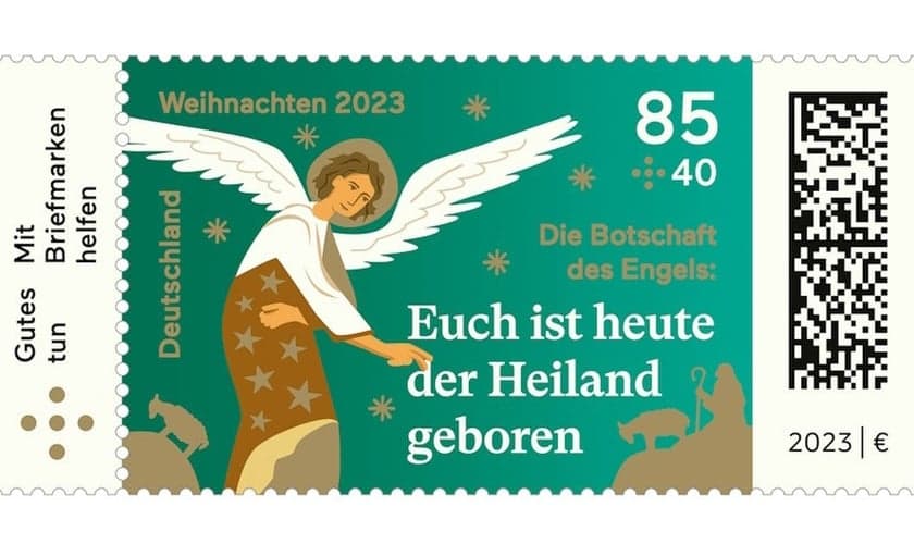 O selo postal de Natal dos Correios Alemães. (Foto: Ministério das Finanças da Alemanha).