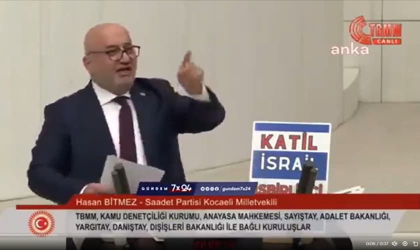 Deputado turco Hasan Bitmez. (Captura de tela/Jewishbreakingnews)