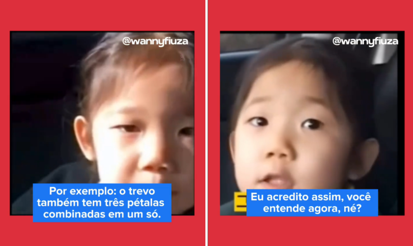 : Criança fala sobre a trindade. (Captura de tela/Instagram/wannyfiuza)