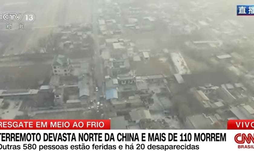 Cenas após o terremoto na China. (Captura de tela: YouTube CNN Brasil)