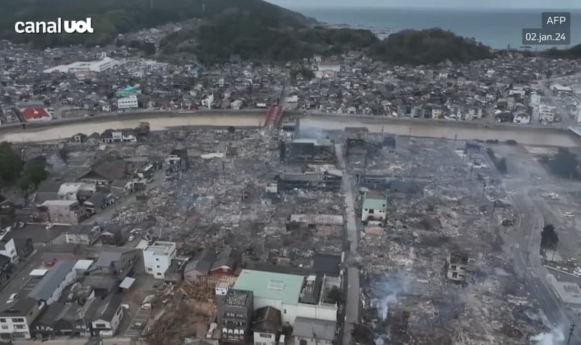 Imagens após terremoto no Japão. (Captura de tela: Vídeo UOL)