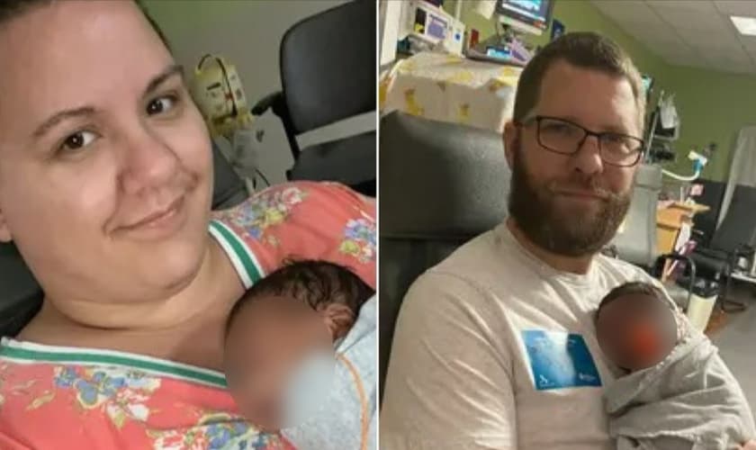 O casal com o bebê. (Foto: Reprodução/Fox News/Tyler Family)