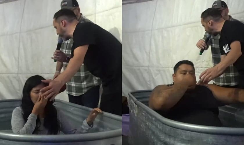 Dezenas de pessoas foram batizadas. (Foto: Reprodução/Instagram/Tony Suarez).