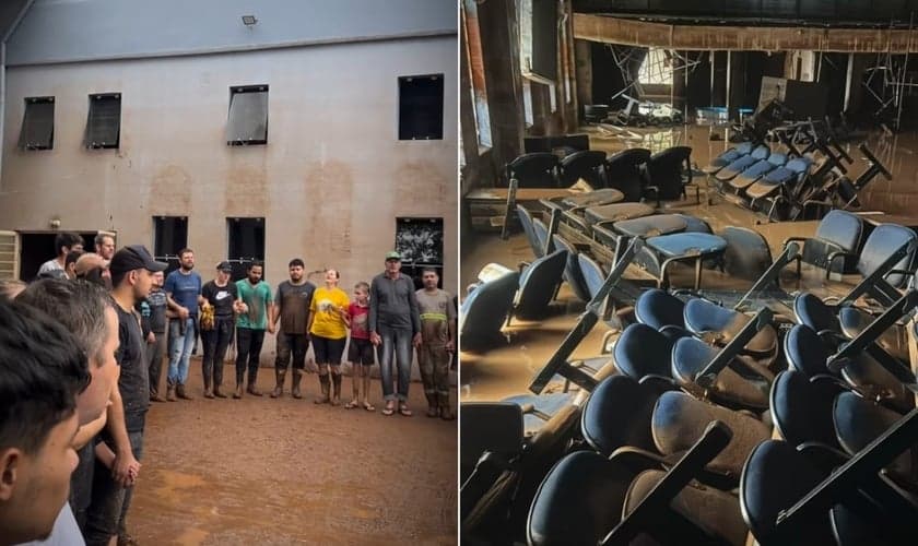 A matriz da Assembleia de Deus em Lajeado foi destruída pela enchente. (Foto: Instagram/AD Lajeado).