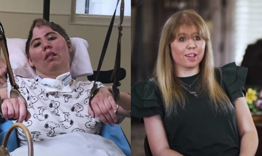 Jaclyn sofreu traumatismo cranioencefálico. (Foto: Reprodução/YouTube/The 700 Club).