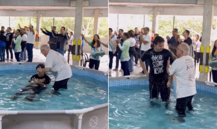 Alexander Lima foi batizado na Comunidade Evangélica Internacional Zona Sul. (Foto: Reprodução/Instagram/Michele Umezu).