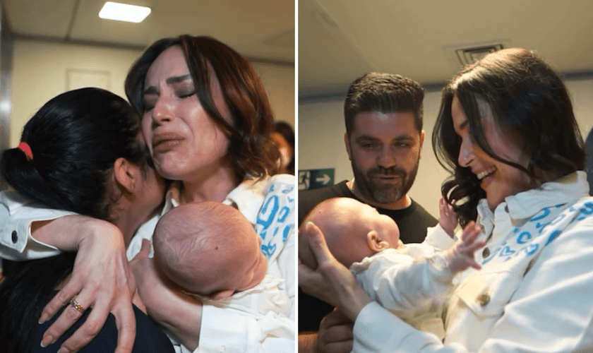 Nadja Haddad e seu marido Danilo Joan na alta de José. (Captura de tela/Instagram/Nadja Haddad)