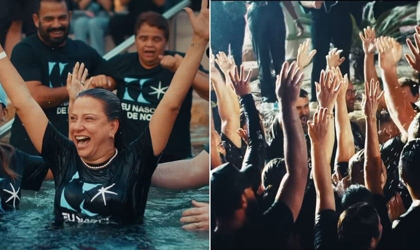 Os batismos na Lagoinha Alphaville. (Foto: Reprodução/Instagram/André Fernandes)