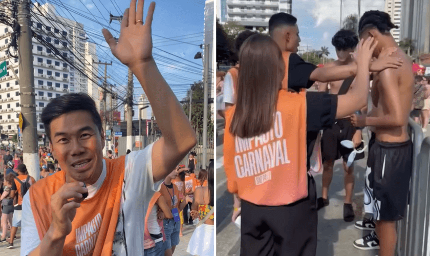 Juliano Son e voluntários em ação evangelística no Carnaval de SP. (Captura de tela/Instagram/Juliano Son)