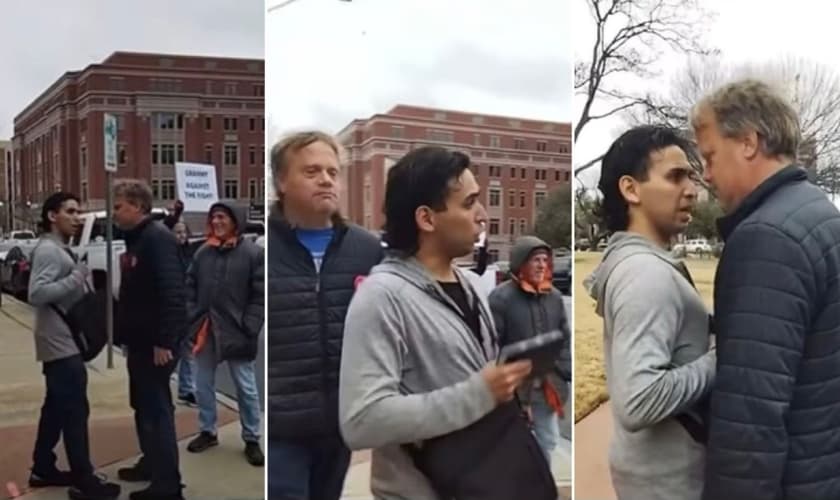 O professor assediando o evangelista. (Foto: Reprodução/Facebook/Carlos Turcios)