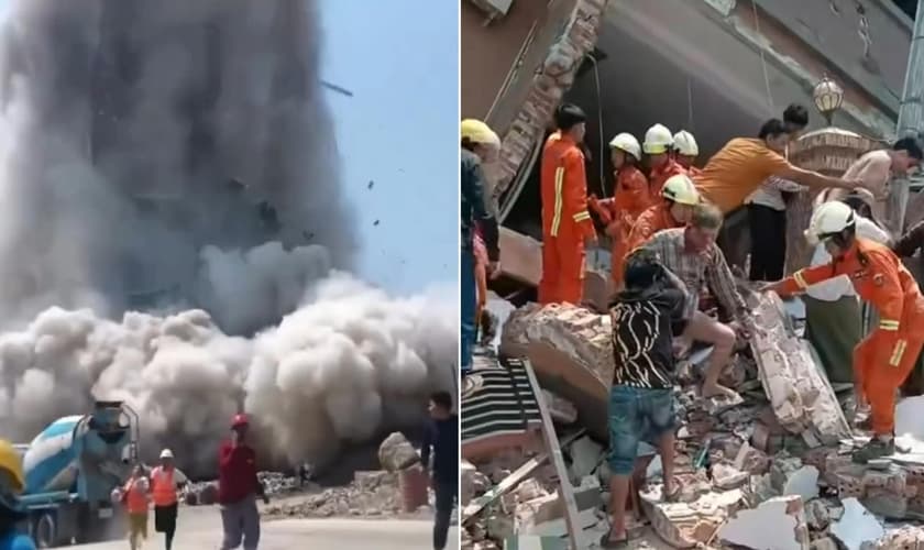 O forte terremoto atingiu Mianmar e a Tailândia. (Foto: Reprodução/Instagram/Hoje no Mundo Militar/Facebook/RFA Burmese).