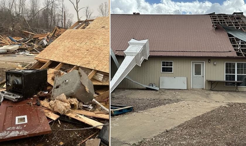 Propriedades destruídas após o tornado. (Foto: Reprodução/AG News)