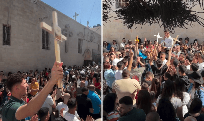 Cristãos palestinos celebram a ressurreição nas ruas da Cisjordânia. (Captura de tela/Instagram/eastern_christians)