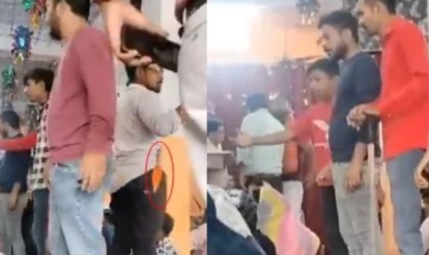 Hindus invadem culto de Páscoa com paus e facas. (Foto: Reprodução/ICC)