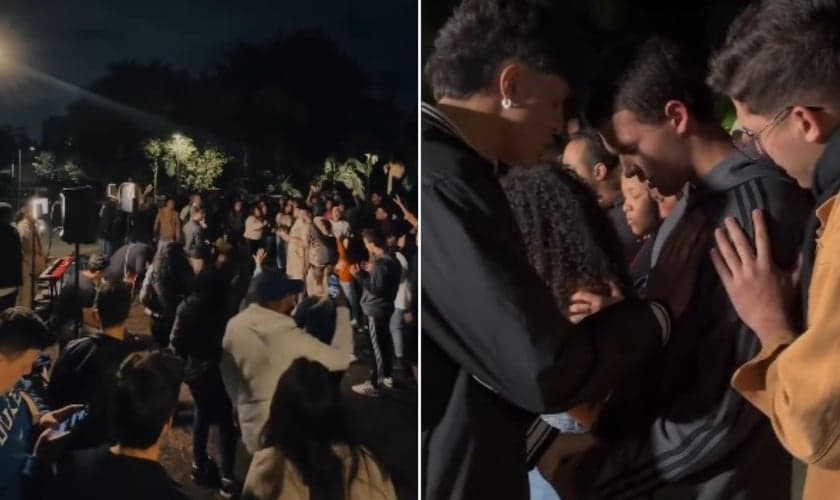 Dezenas de estudantes se reuniram para buscar a Deus na USP. (Foto: Reprodução/Instagram/Aviva Universitário).