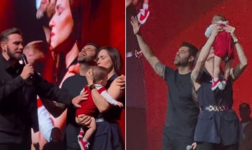 Nadja e o esposo apresentaram José ao Senhor. (Foto: Reprodução/Instagram/Nadja Haddad).