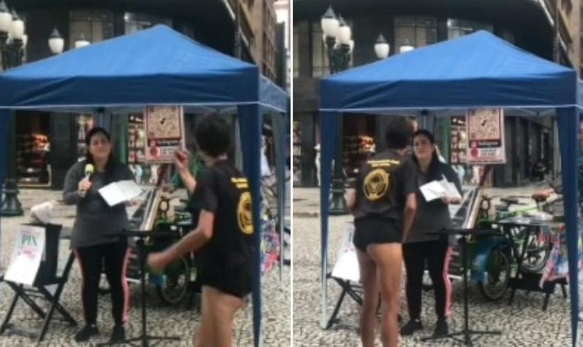 Atillah Attallah estava pregando com a Bíblia na mão quando foi atacada por um homem. (Foto: Reprodução/TikTok/Comunhão Com Abba).