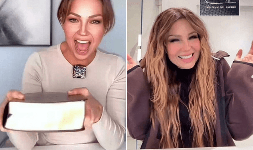 Thalía surpreendeu seus fãs ao doar 500 Bíblias (Capturas de tela/redes sociais).