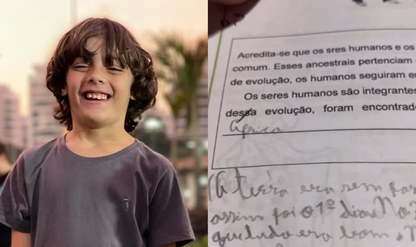 Estêvão, de 9 anos, defendeu sua fé na prova. (Foto: Reprodução/Instagram/Paulienardo Leo).