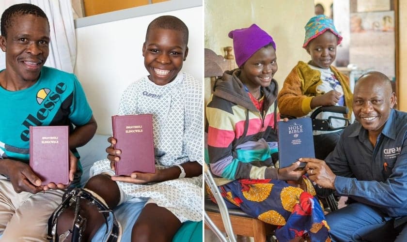 Pacientes que receberam Bíblias em hospitais parceiros. (Foto: Reprodução/Facebook/CURE International)