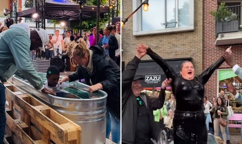 Os batismos na rua. (Foto: Reprodução/Instagram/Presence Revival)
