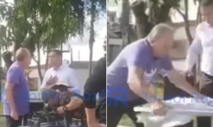 O morador ameaçou e tentou agredir os pastores. (Foto: Reprodução/Instagram/Jornal Razão).