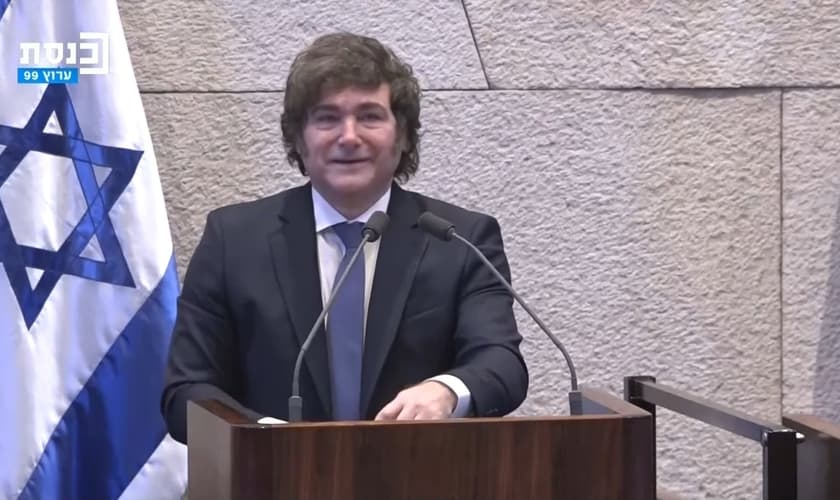 Discurso histórico de Javier Milei no Knesset de Israel. (Captura de tela/DRM News)