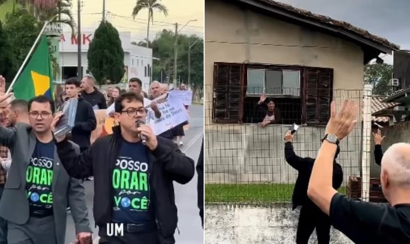 Os cristão fizeram uma passeata evangelística em Criciúma. (Foto: Reprodução/Instagram/Clebison Bandeira).