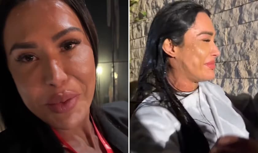 O batismo de Gracyanne. (Foto: Reprodução/Instagram/Pablo Marçal)