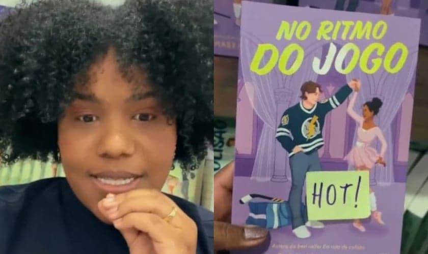 Vitoria Reis mostrou “livros hot” sendo vendidos para adolescentes na Bienal. (Foto: Reprodução/Instagram/Vitoria Reis).