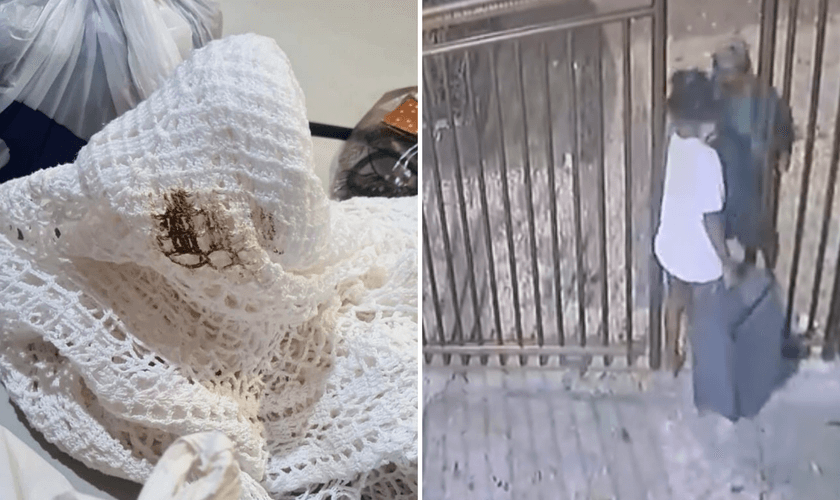 Criminosos deixam o local com itens furtados e abandonam toalha suja após defecarem. (Captura de tela/Instagram/ipcopa)