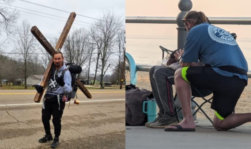 Nick Schindler construiu a cruz de madeira de 34 quilos. (Foto: Facebook/Nick Schindler).