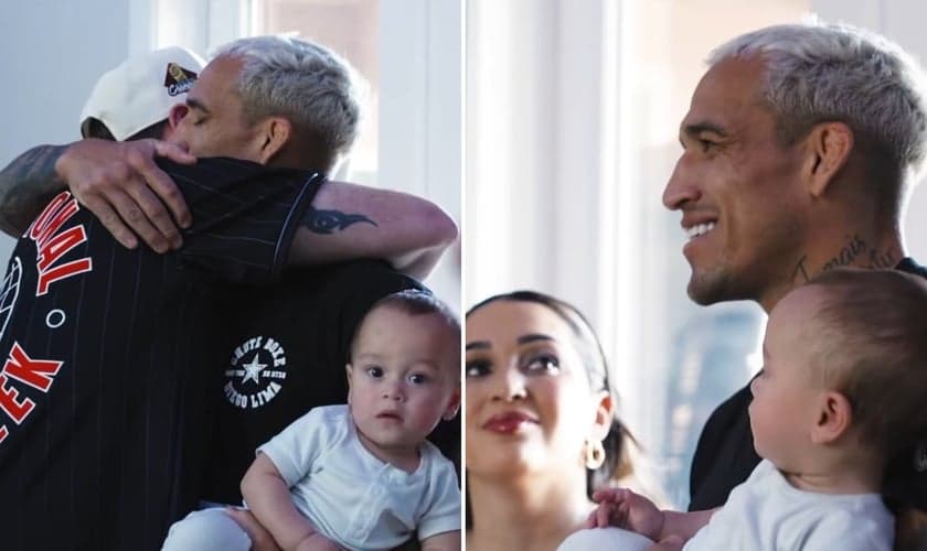 André Fernandes orando por Charles antes da luta. (Foto: Reprodução/Instagram/André Fernandes)