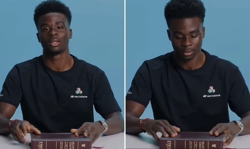 Bukayo Saka com sua Bíblia. (Foto: Reprodução/Instagram/Godspired)