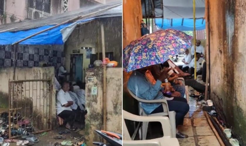 A congregação da Njfc Church continuou adorando em meio a chuva. (Foto: Reprodução/Instagram/Njfc Church India).