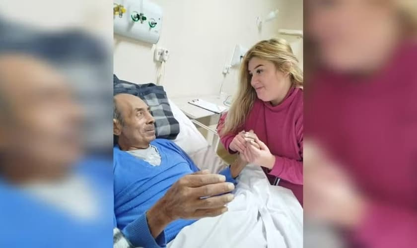 João Luiz e a neta Kauani. (Foto: Reprodução/g1)