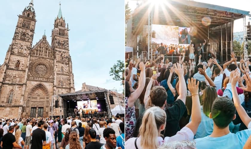O evento “City of Light” atraiu uma multidão ao ar livre no centro de Nuremberg. (Foto: Instagram/City of Light).