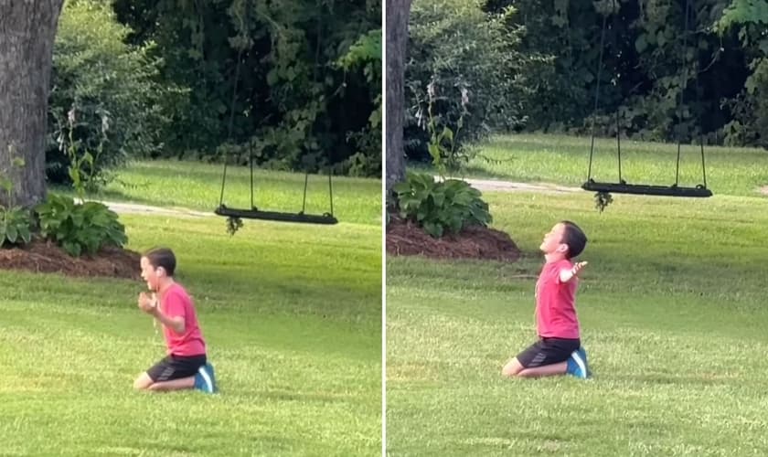 Garrett adorando a Deus. (Foto: Reprodução/Instagram/Kelly Bailey)